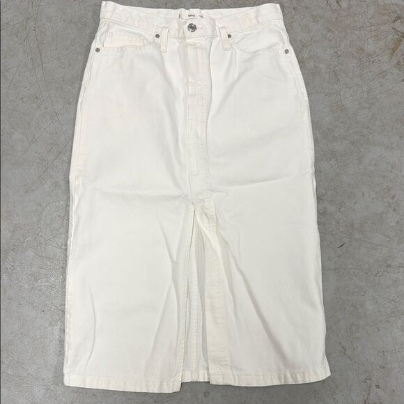 MANGO White Denim Skirt - Midi Skirt - BRAND NEW - NWOT - Size Medium - Picture 1 of 4
